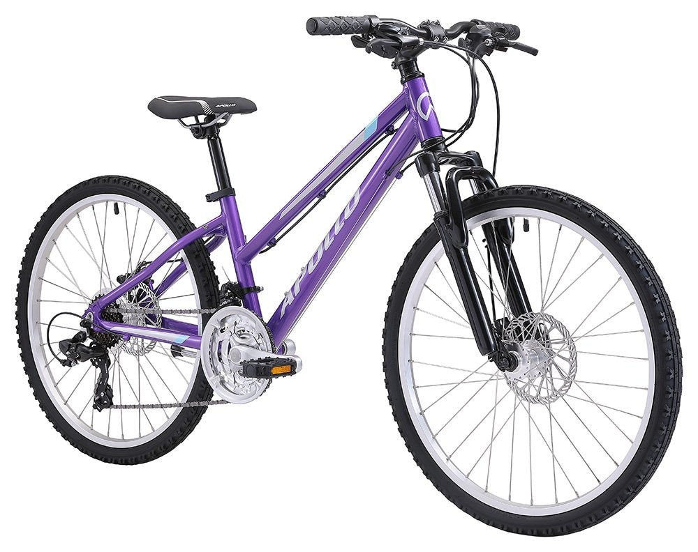 Purple Kids Mountain Bike on a white background