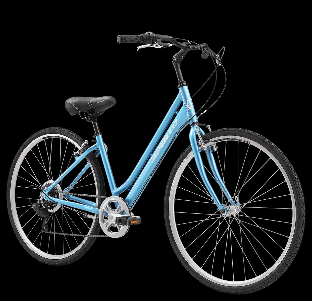 A picture of the blue Apollo Villa Hybrid Bike