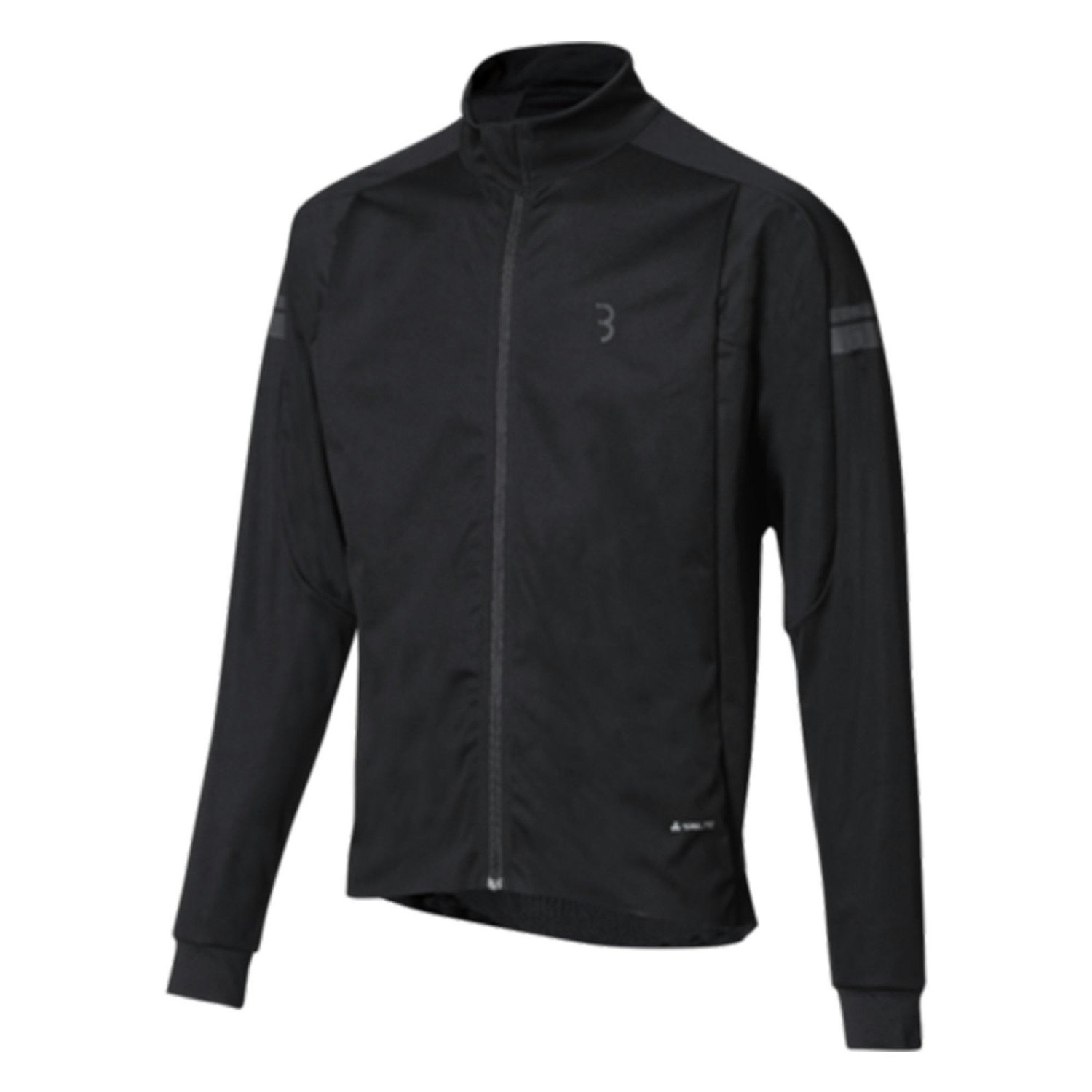 Black cycling jacket with a BBB brand logo on a white background