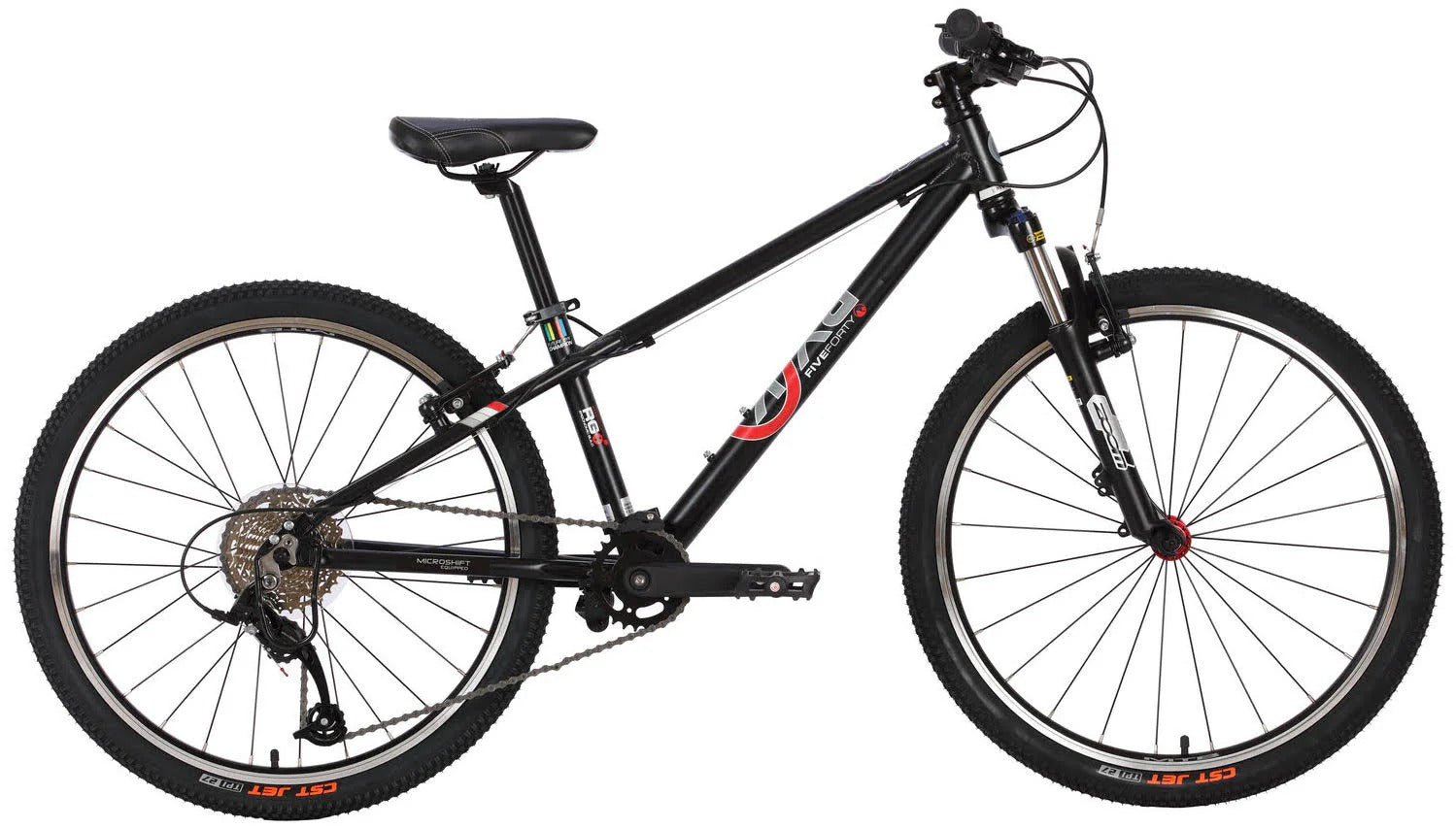 Black BYK  mountain bike with red accents on a white background