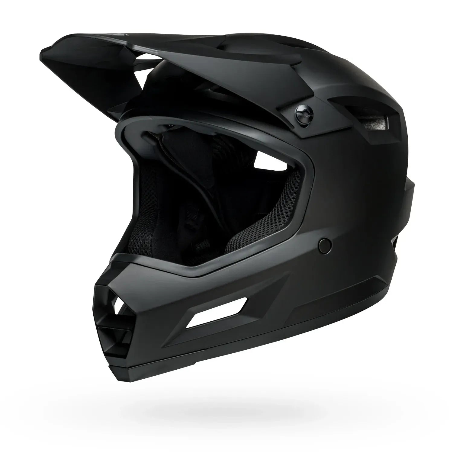 Black full face helmet mountain bike on a white background