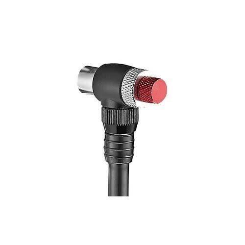 A picture of the shock pump head from a bicycle shock pump against a white background