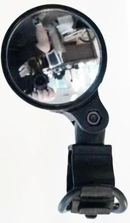 Bicycle Mirror with strap on mount on a white background