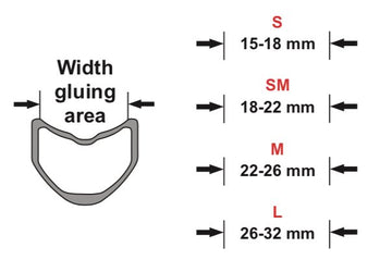 A diagram of rim width for gluing tubuar tape