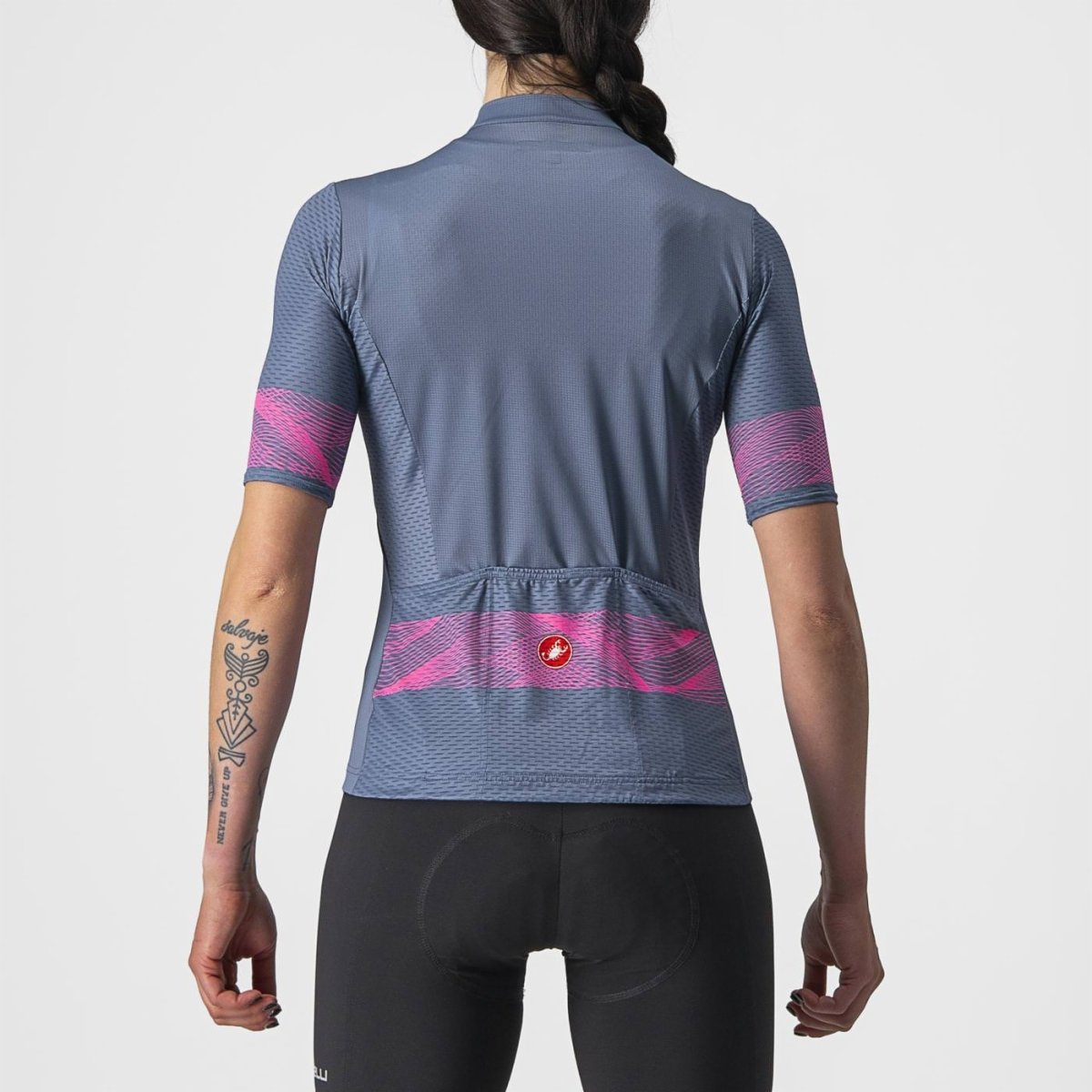 A women wearing the Castelli Fenice Road Cycling Jersey showing the back