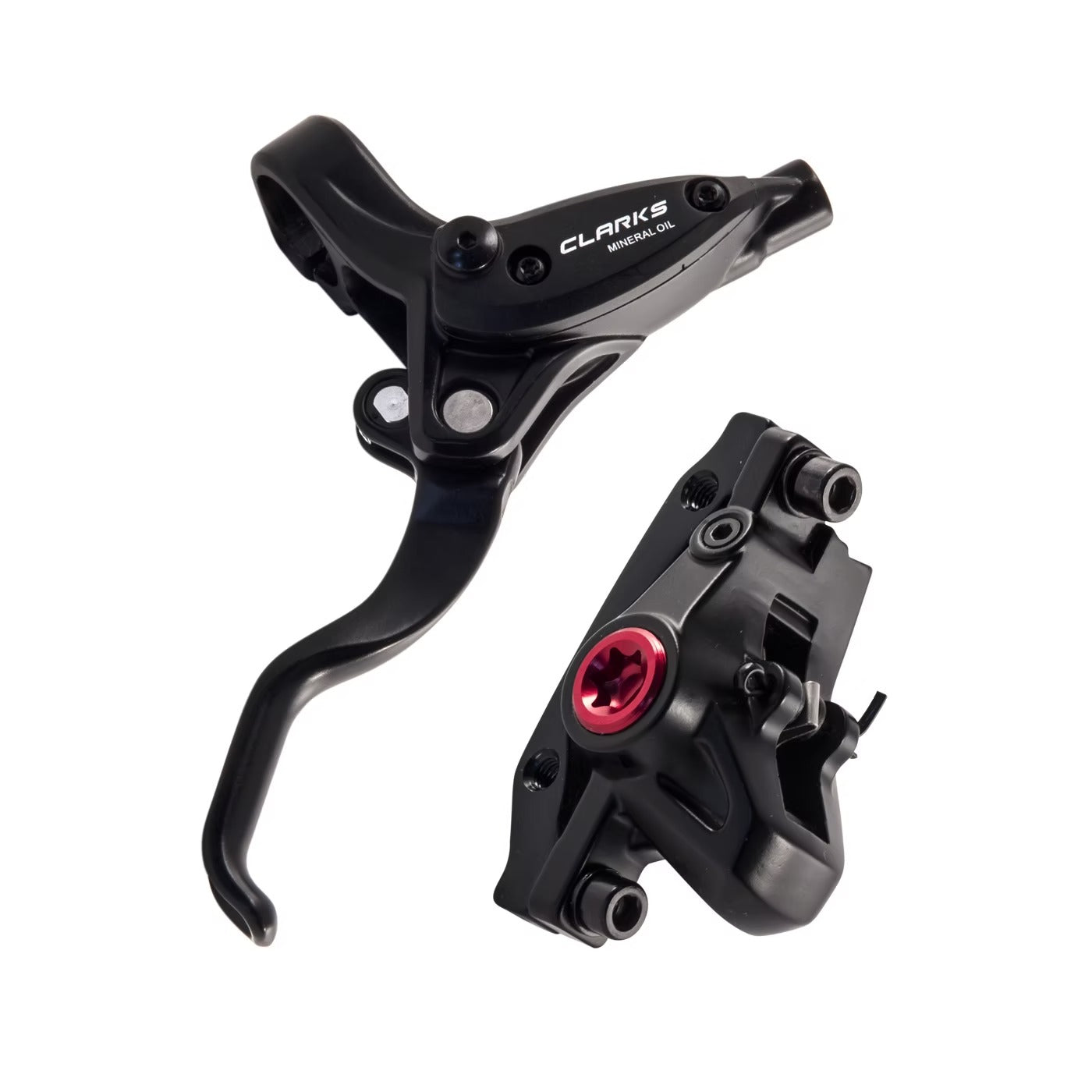 Bicycle brake lever and caliper on a white background