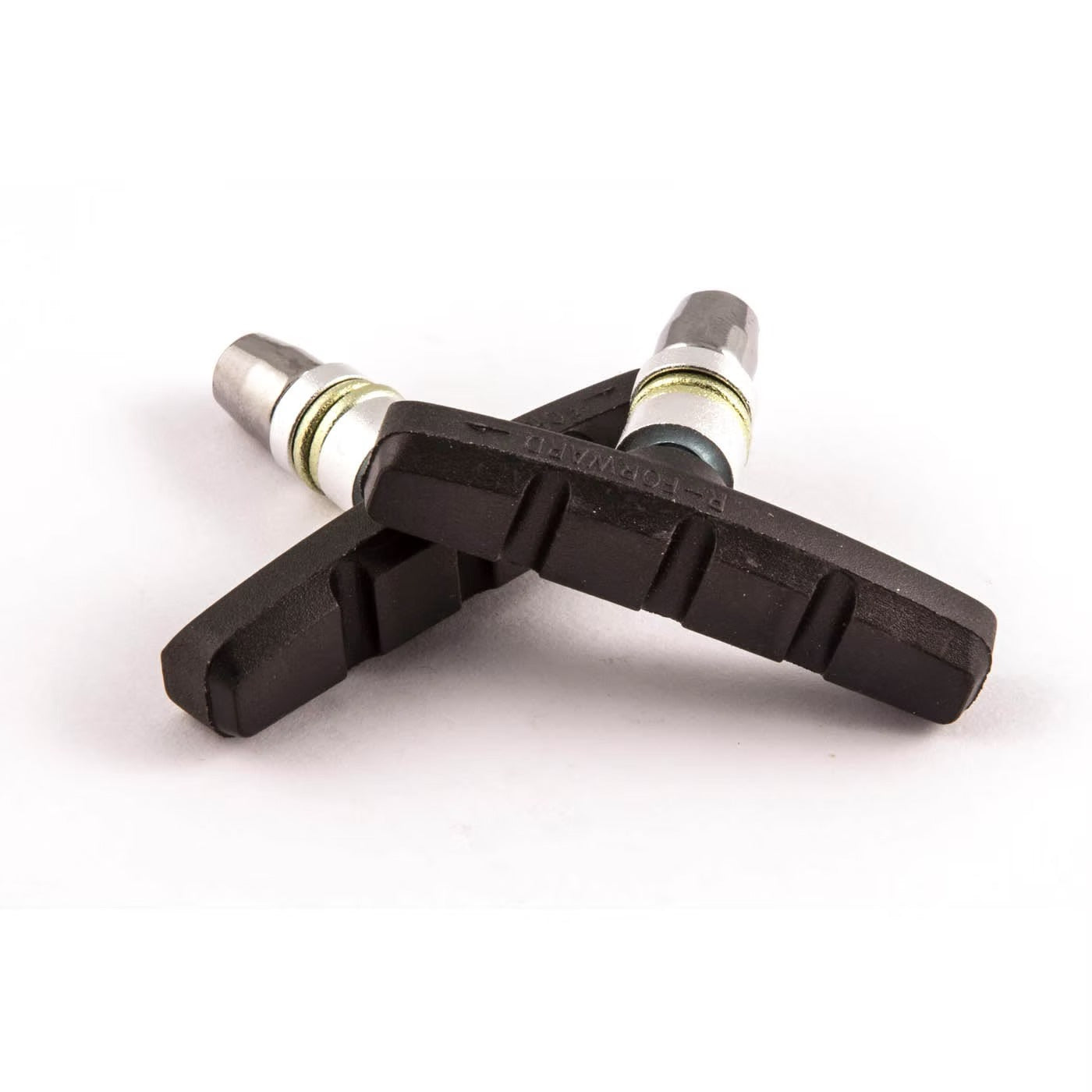 Pair of bicycle brake rim pads on a white background