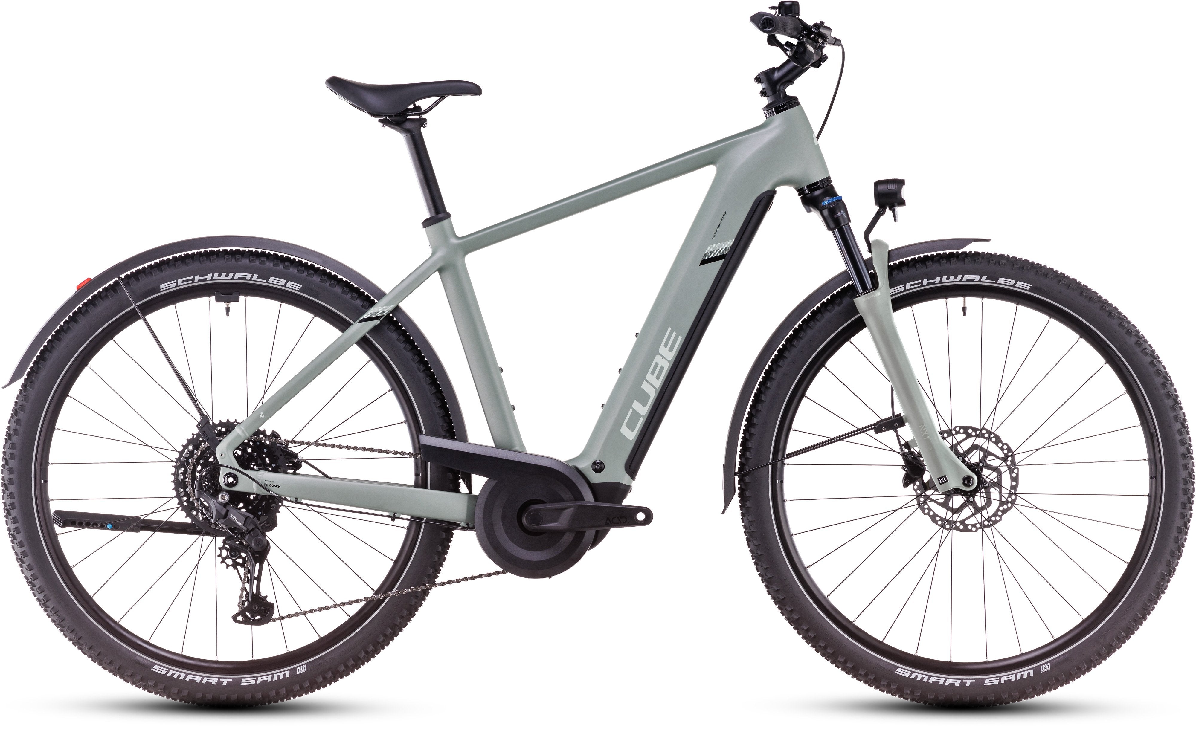 A picture of the swamp grey Cube Nuride Hybrid Performance 500 Allroad Electric Bike