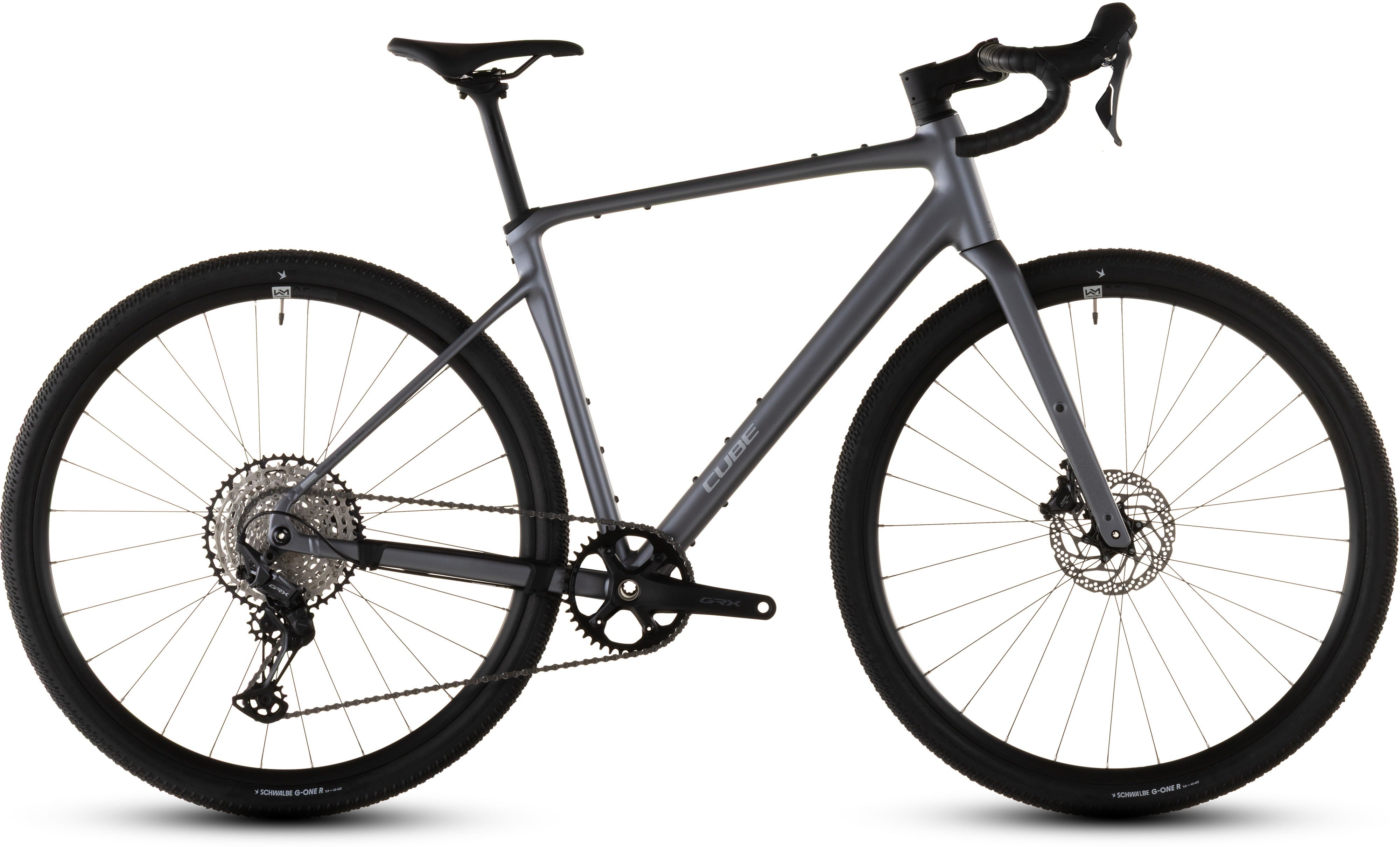 Gray Cube Gravel Bike on a white background