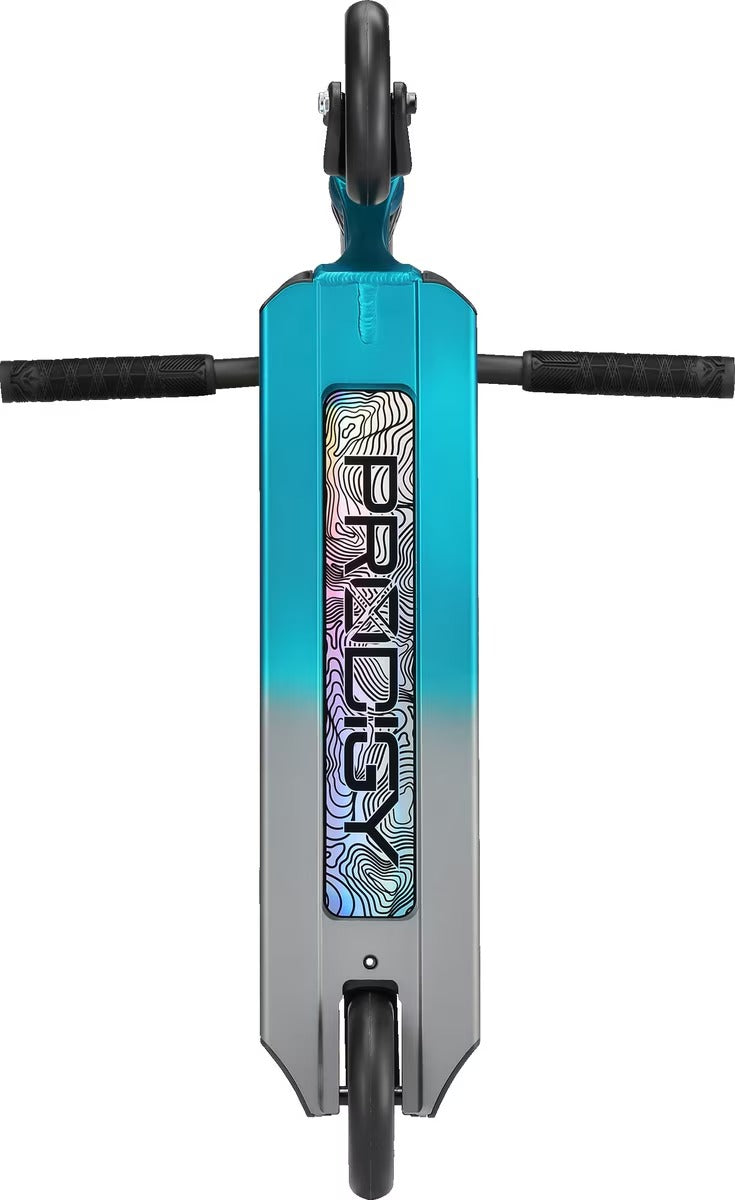 Blue Envy Prodigy X One Scooter showing under the deck on a white background