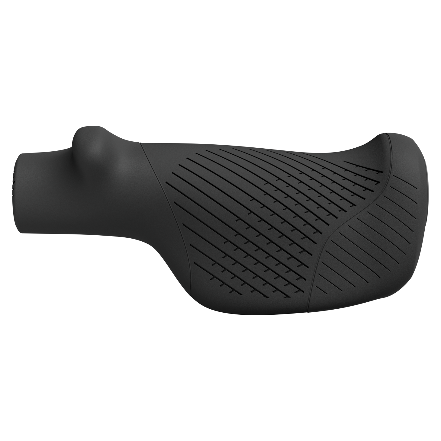 Black cycling handlebar grip on a white background