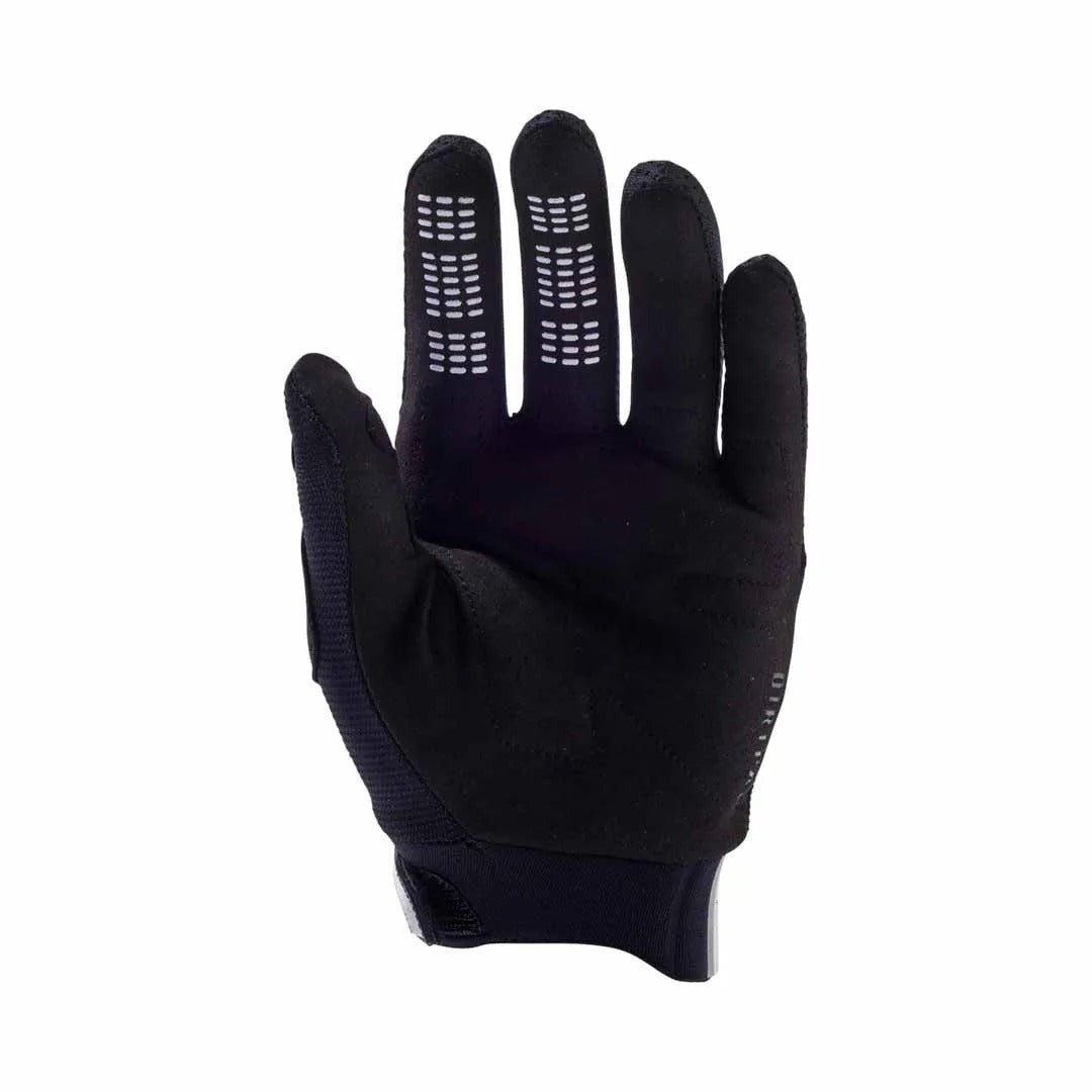 Black kids mountain bike glove with textured palm on a white background