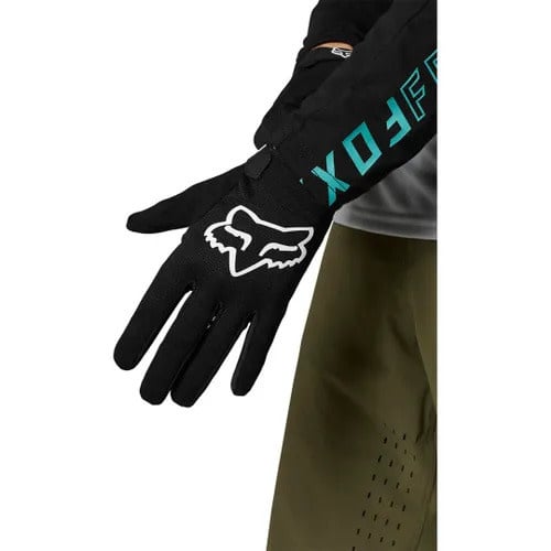 A picture of a kid wearing the Fox Ranger MTB Full Finger Youth Gloves