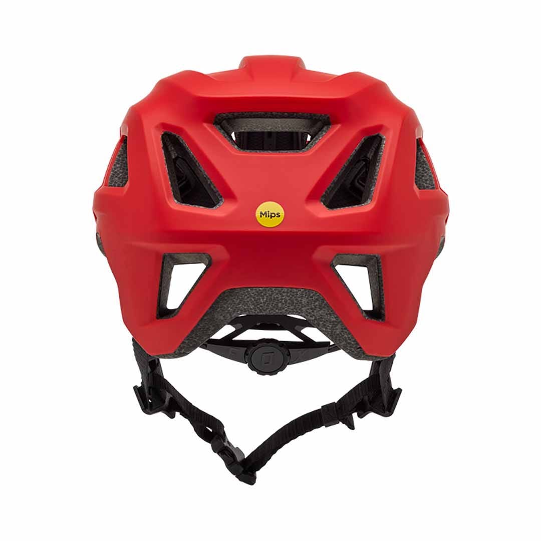 A picture of the fluro red Fox Youth Mainframe Mountain Bike Helmet