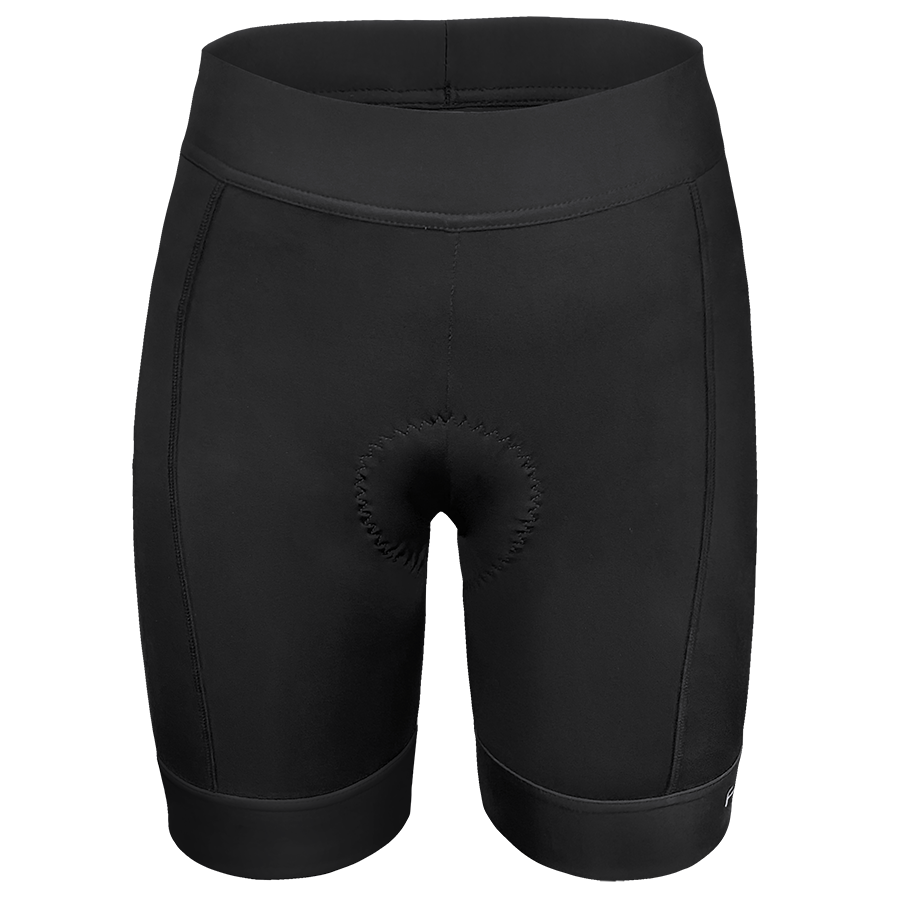 Black cycling shorts on a white background