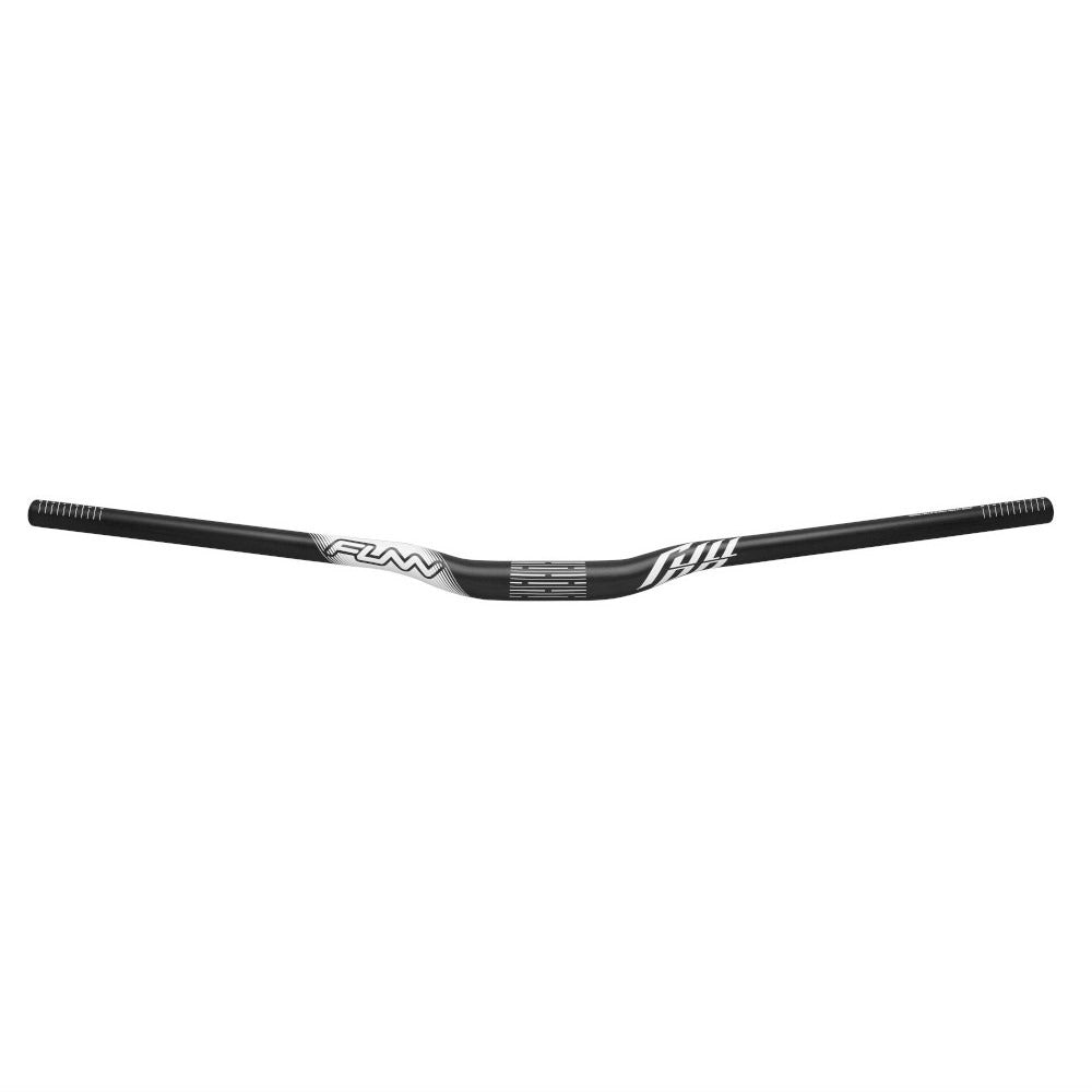 A black and white Funn mountain bike handlebar on a white background