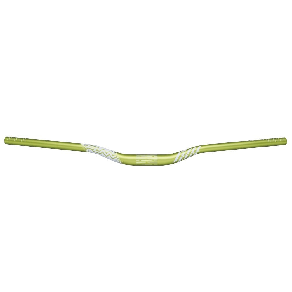 Green mountain bike handlebar with white Funn logo on a white background
