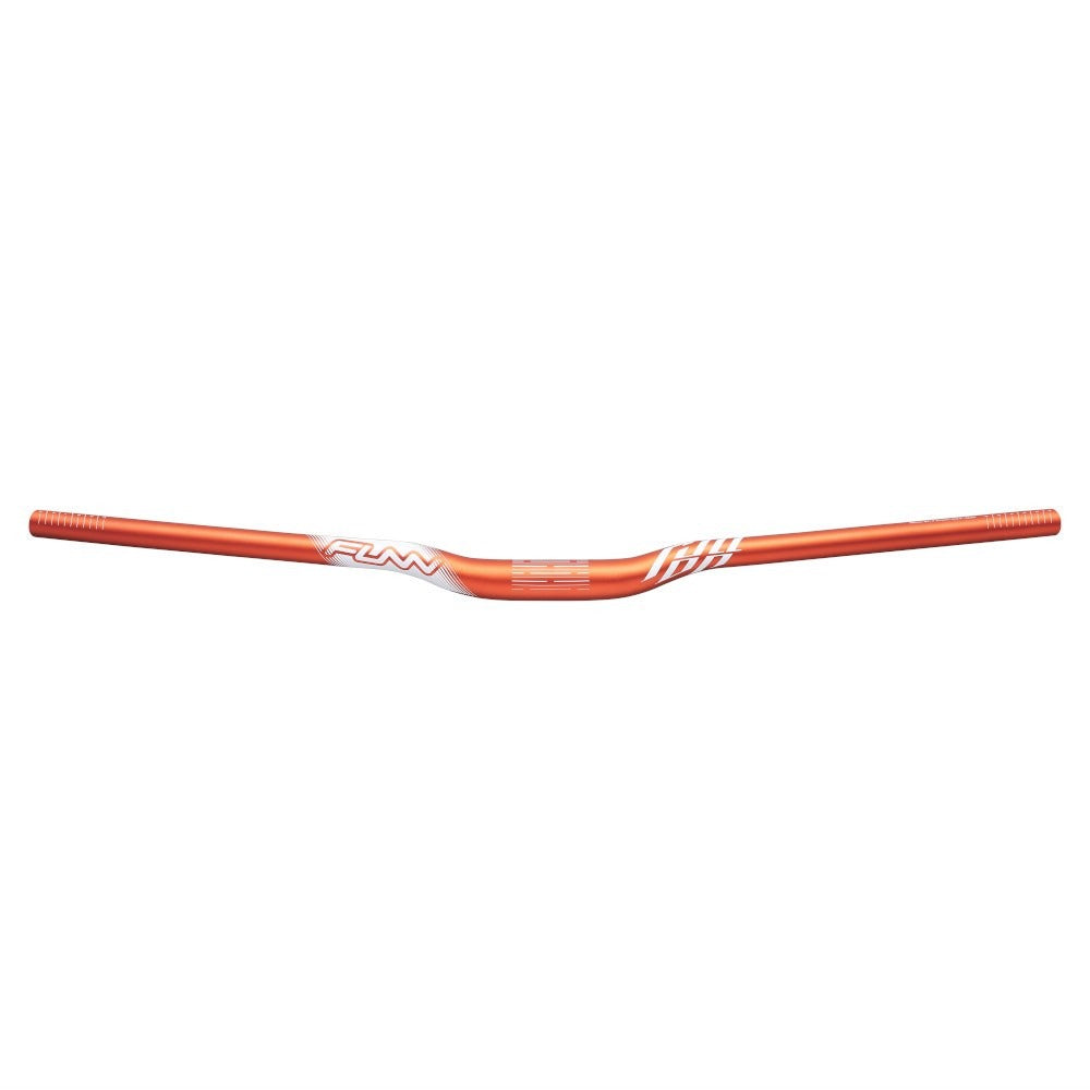Orange mountain bike handlebar with 'Funn' branding on a white background