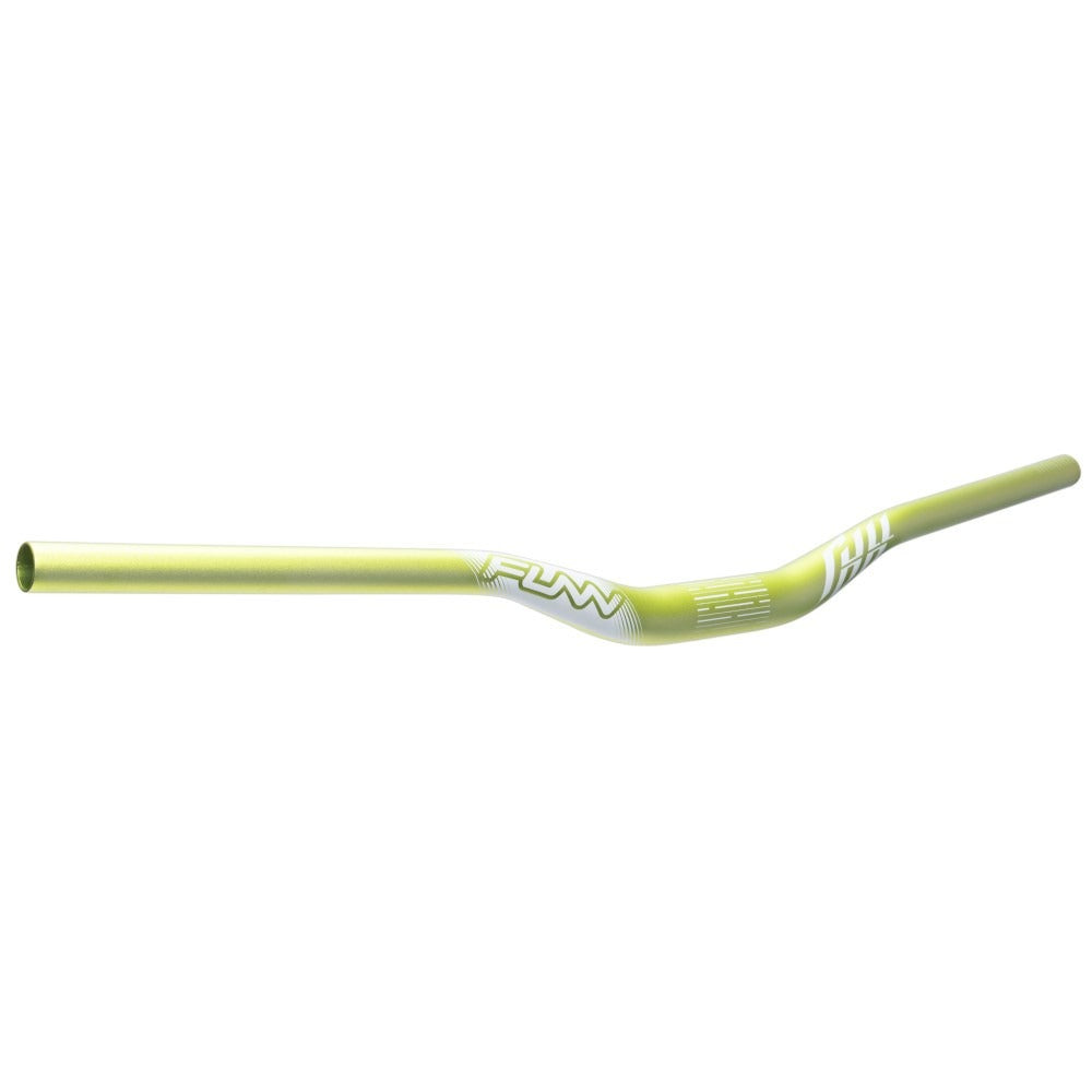 Green mountain bike handlebar with 'Funn' branding on a white background
