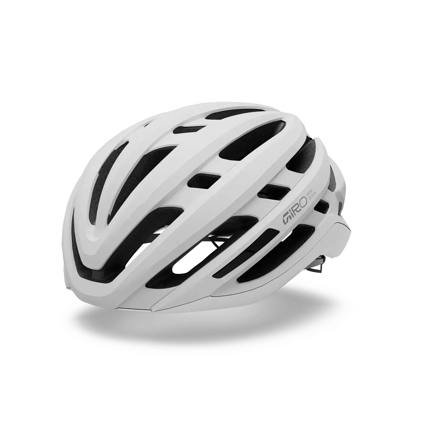 White Giro Road Bike helmet with black accents on a white background