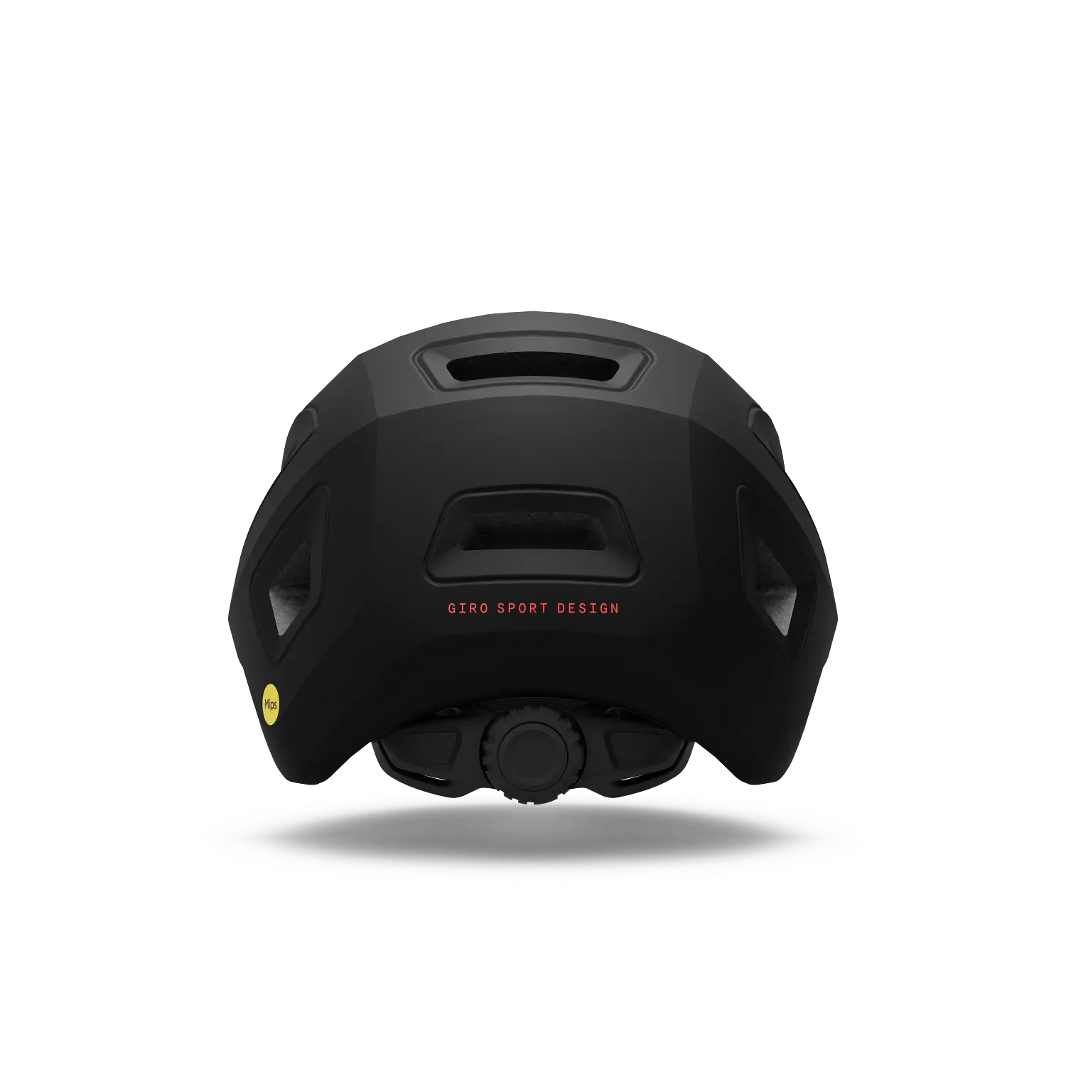 Black bicycle helmet with 'Giro Sport Design' branding on a white background