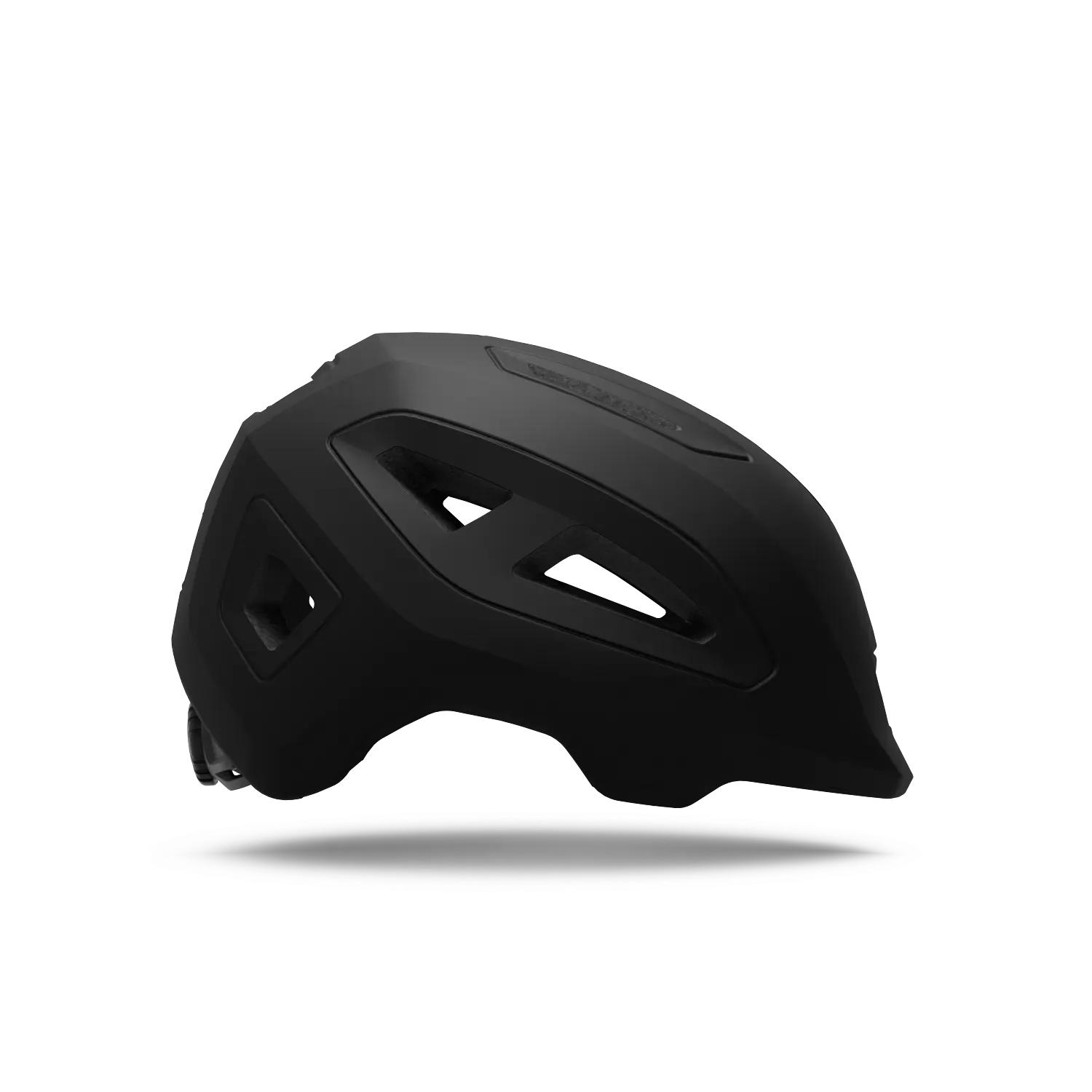 Black bicycle helmet on a white background