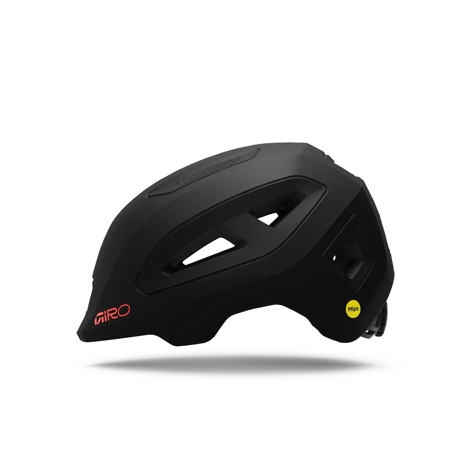 Black bicycle helmet with Giro logo on a white background