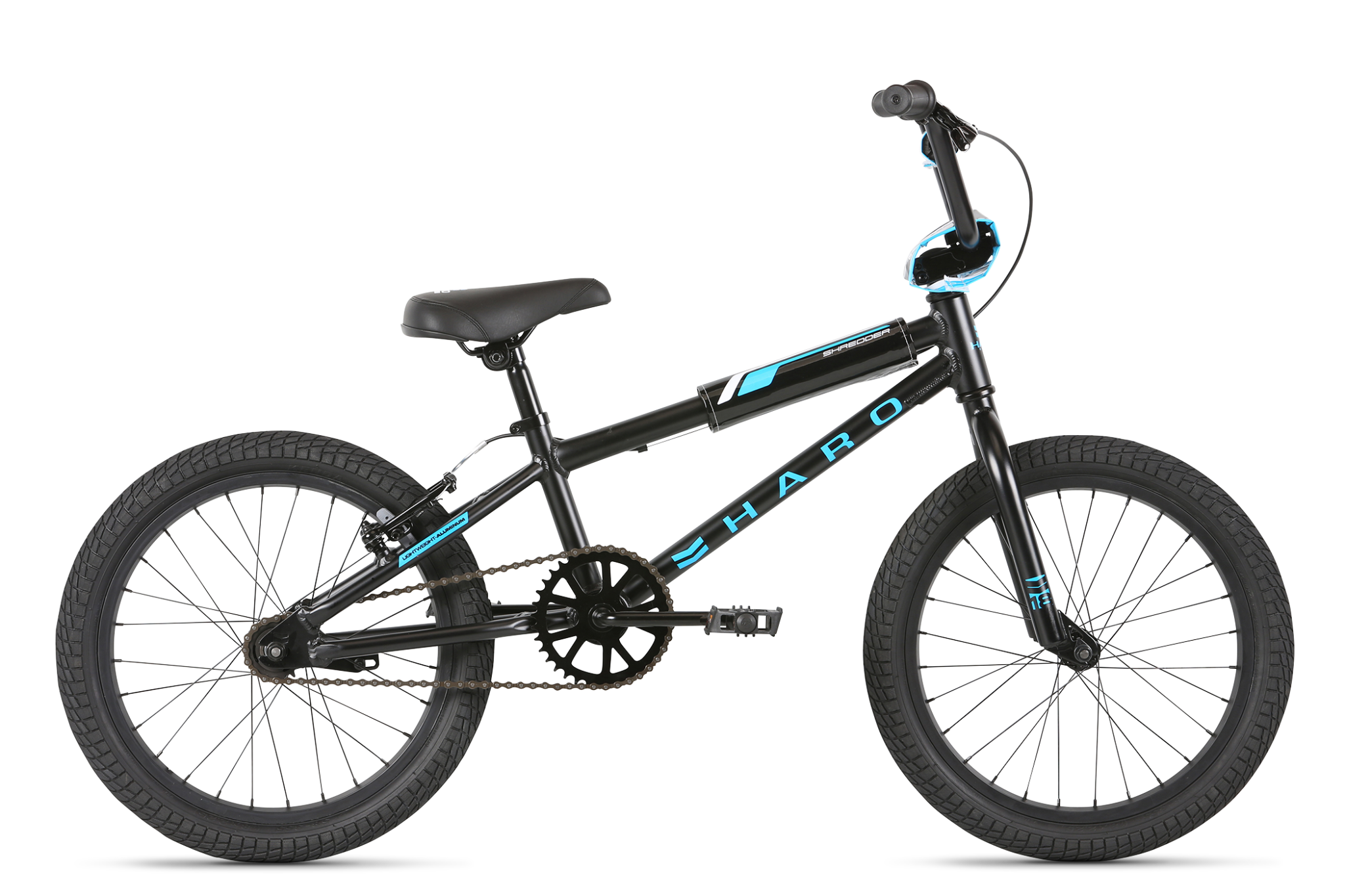 A picture of the black Haro Shredder 18" Bike 