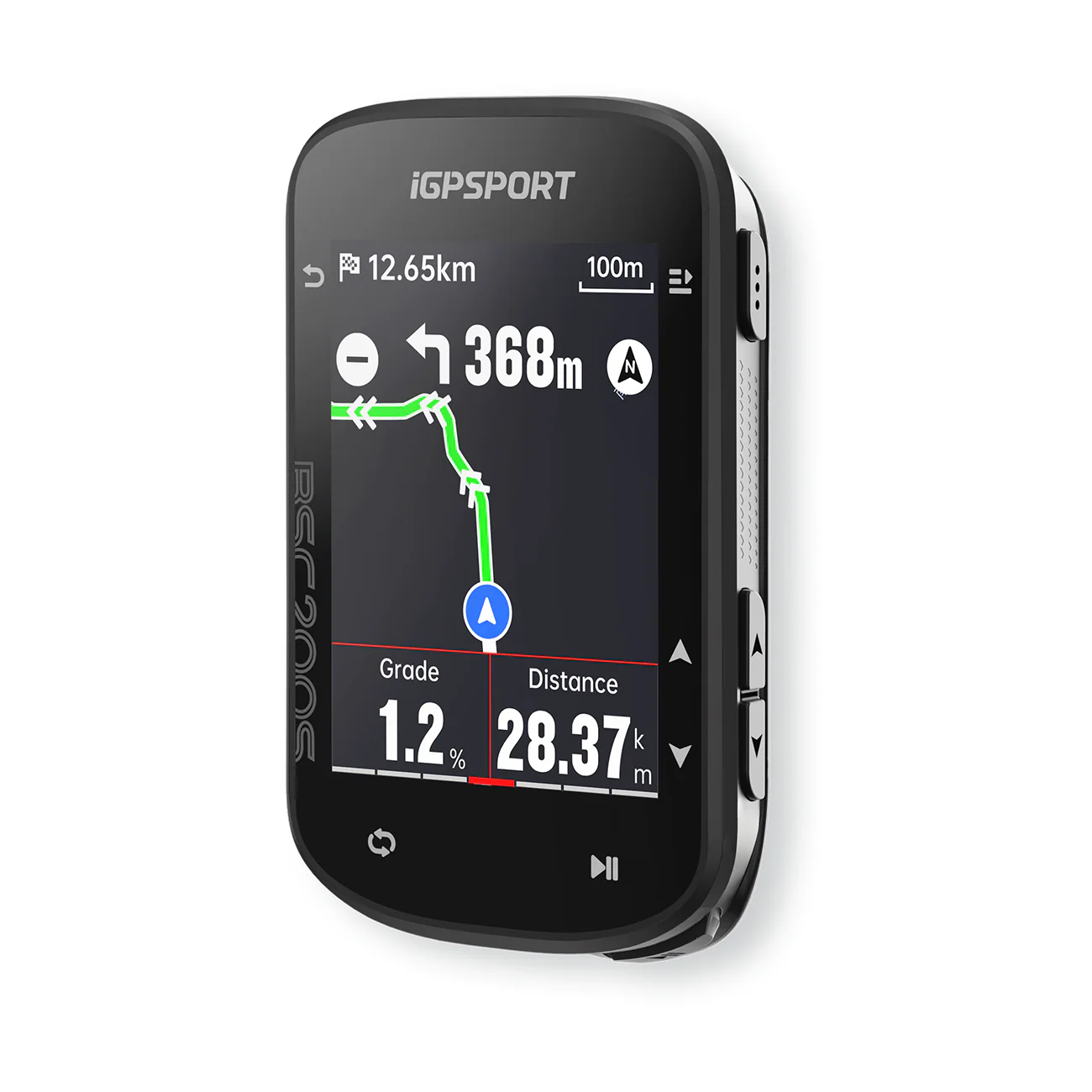 iGPSPORT GPS Cycling Computer displaying route information on a white background