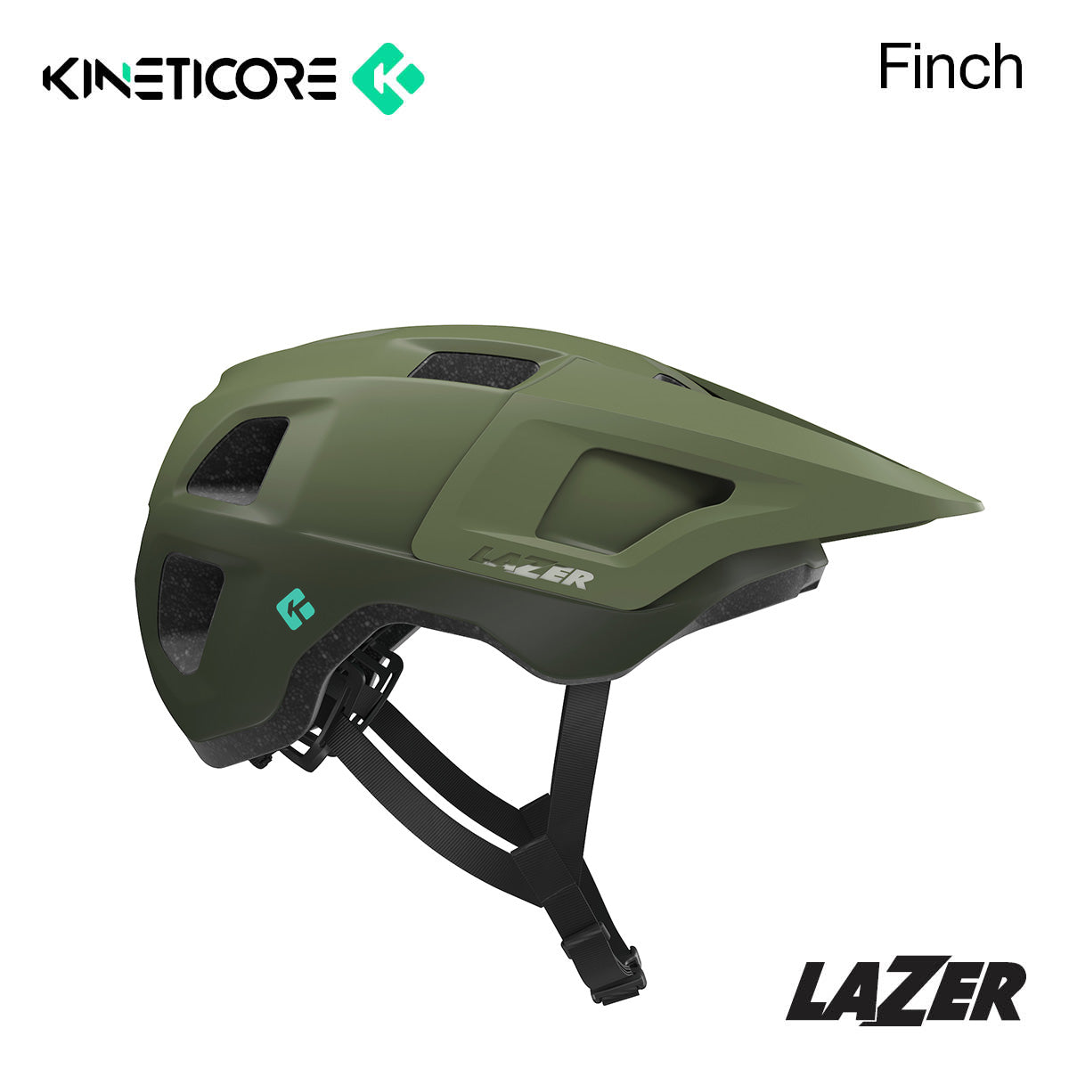 A picture of the fern green Lazer Finch Kineticore MTB Helmet 