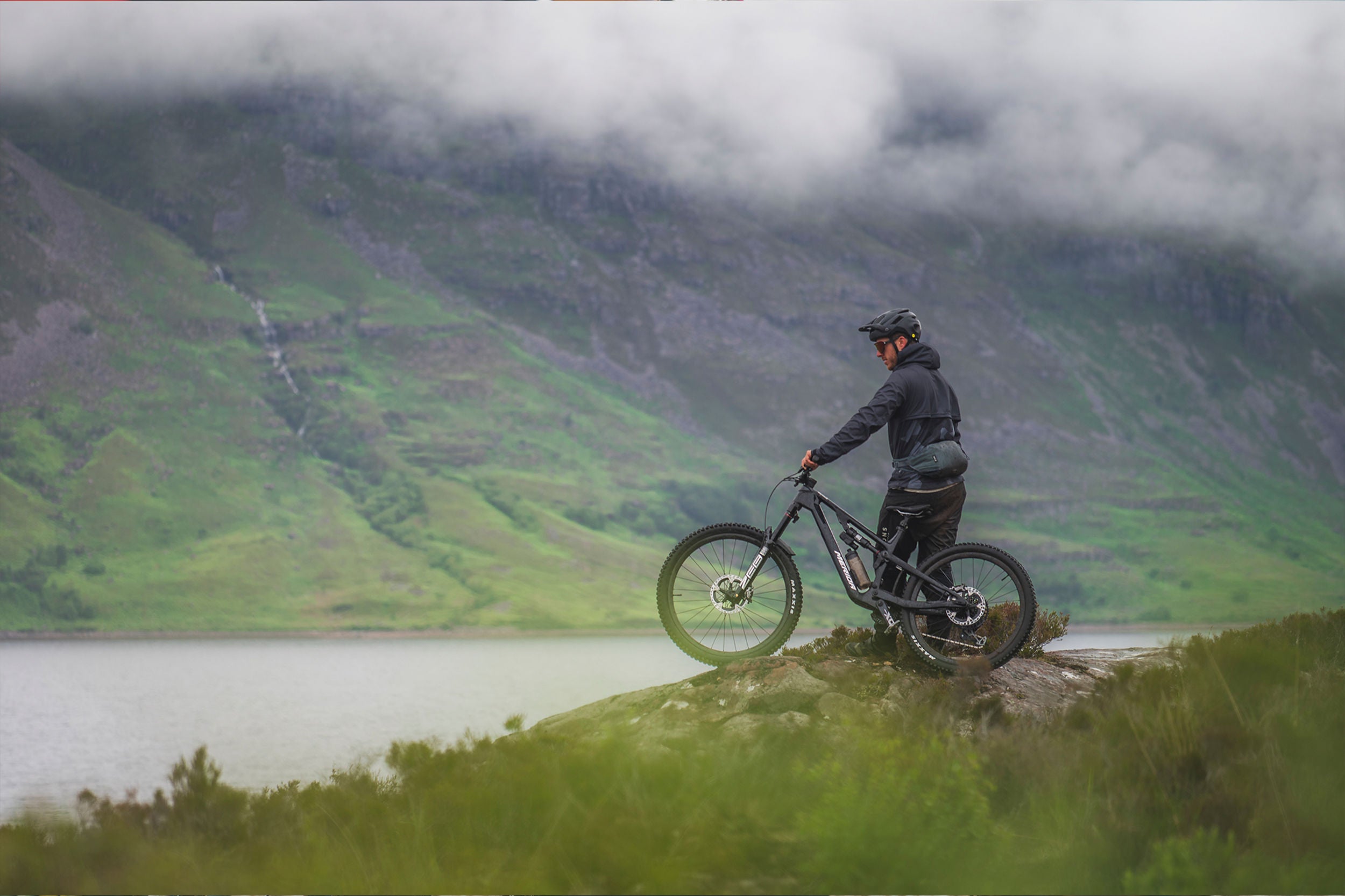 A picture of someone with a Merida Dual Suspension bike