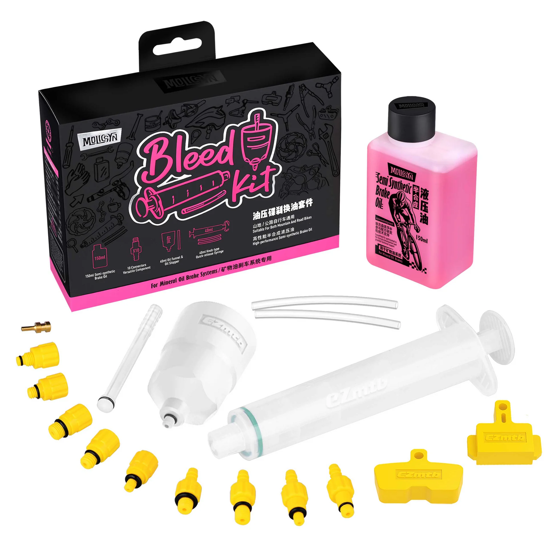 Bleed kit with packaging, bottle, and components on a white background