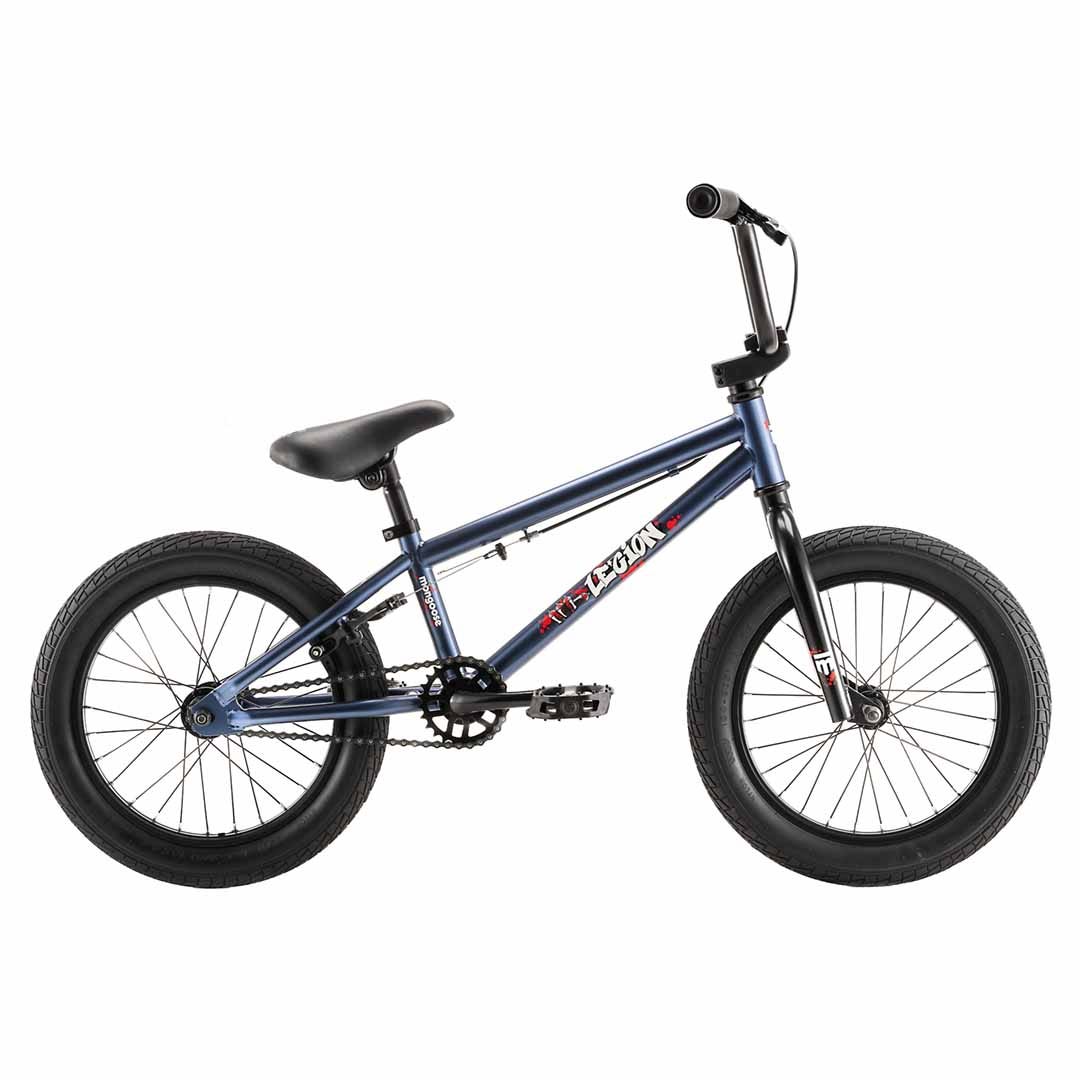 A picture of the blue The Mongoose Legion L16 Kids BMX Bike