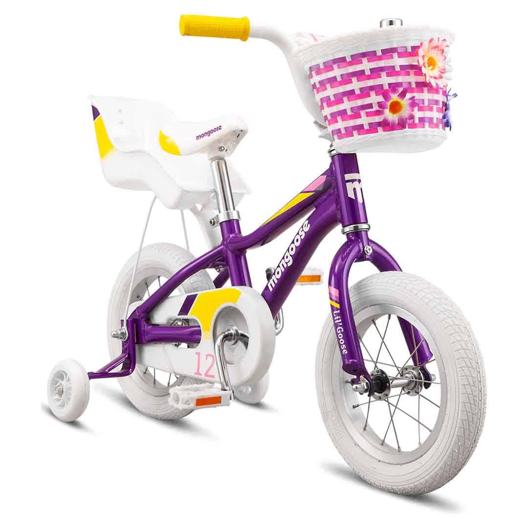 A picture of the purple Mongoose Lilgoose 12" Girls Bike