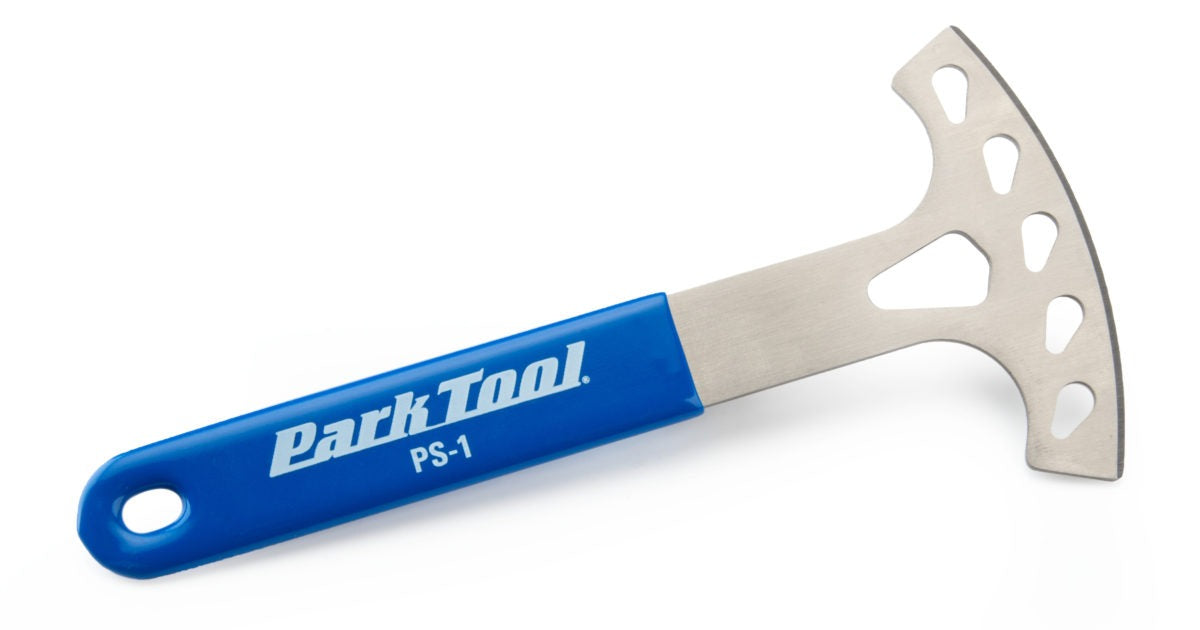 Park Tool bike brake spreader tool with blue handle on a white background