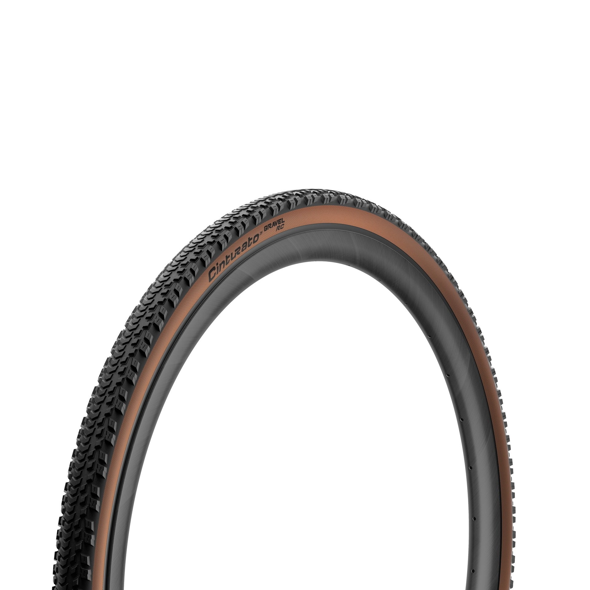 Gravel Tyre with tread pattern and tanwall on a white background