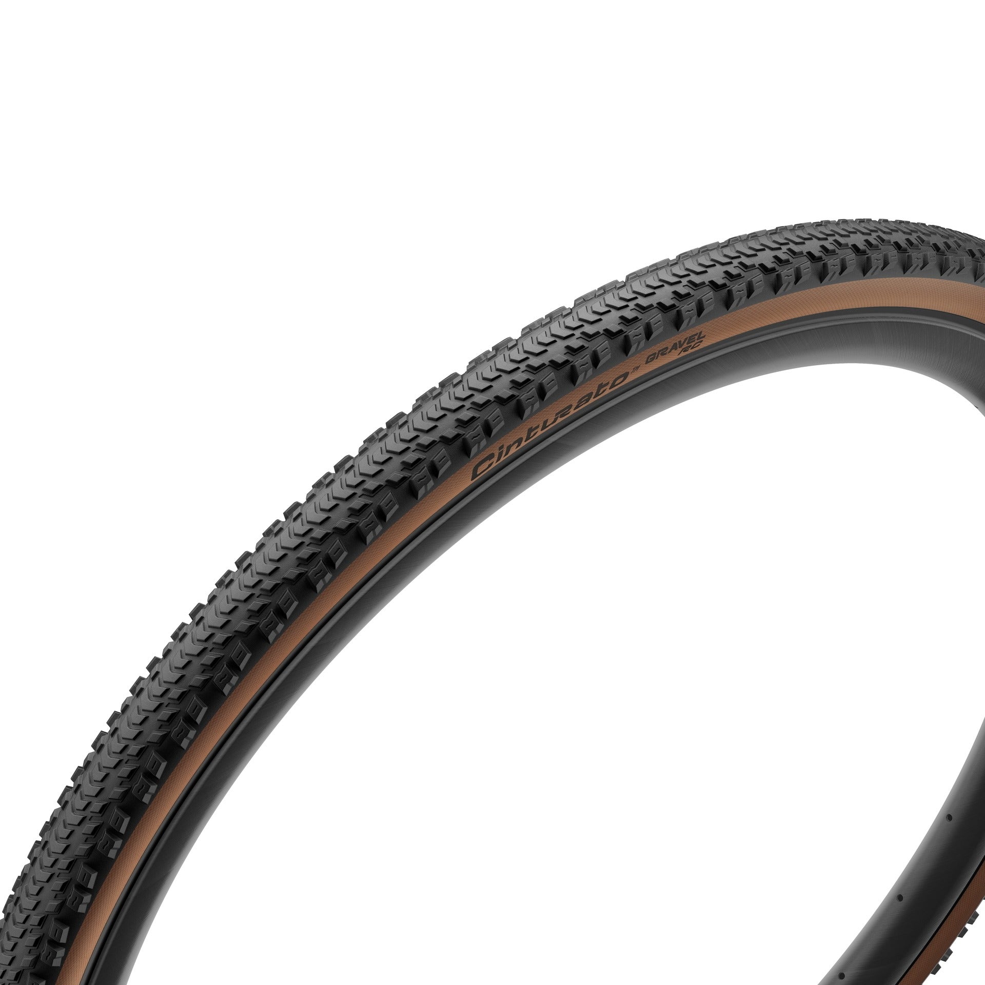Gravel Tyre with tread pattern and tanwall on a white background