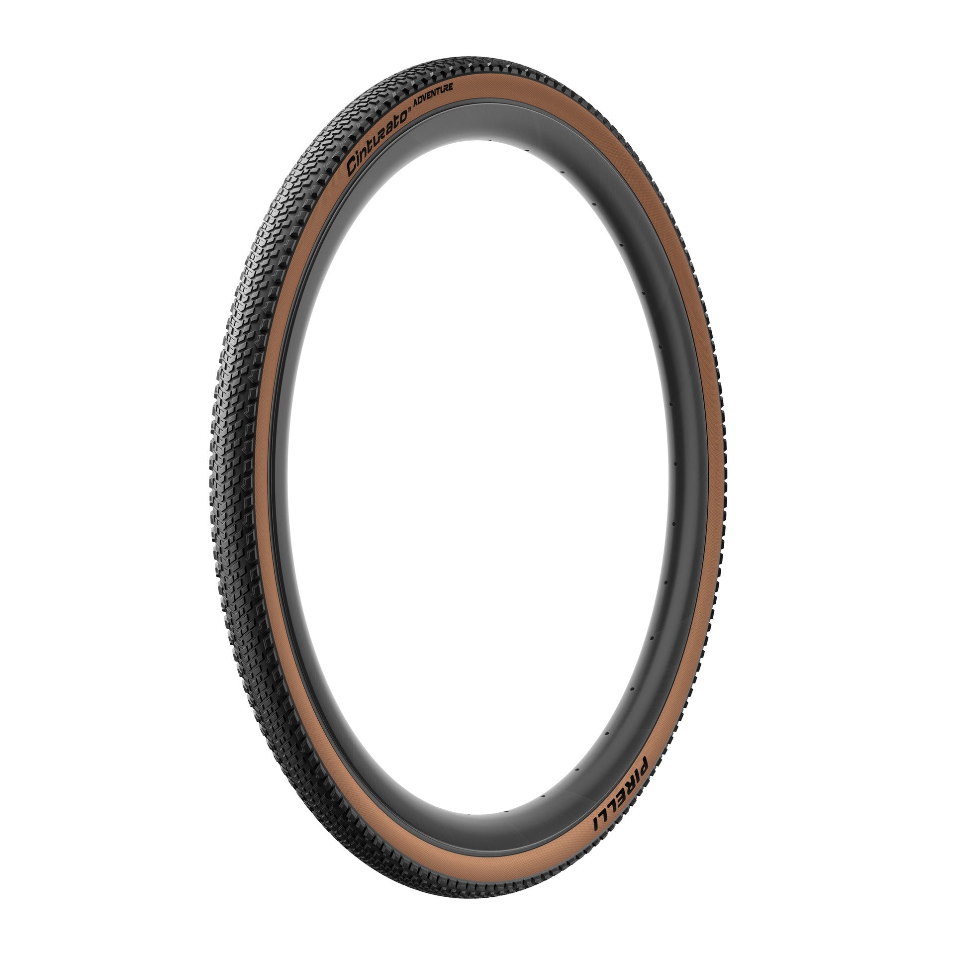 Gravel Bike Tyre with brown sidewall on a white background