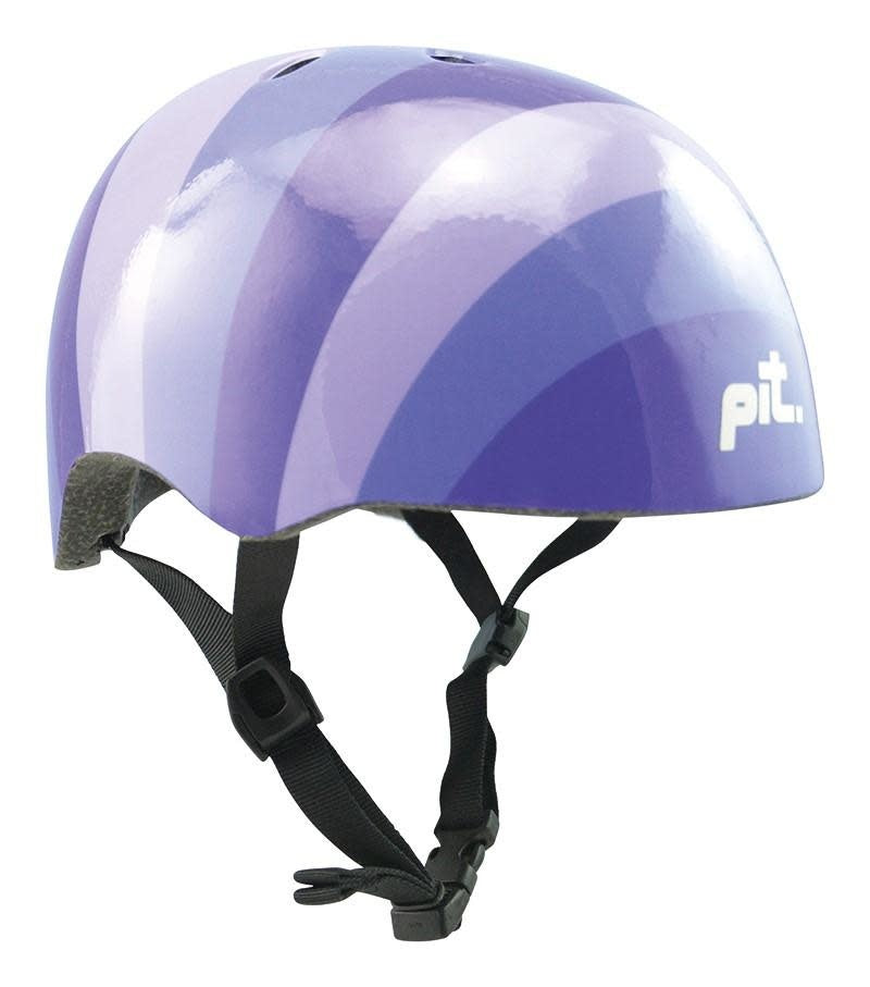 A picture of the Pit Urban Skate Helmet with purple stripes