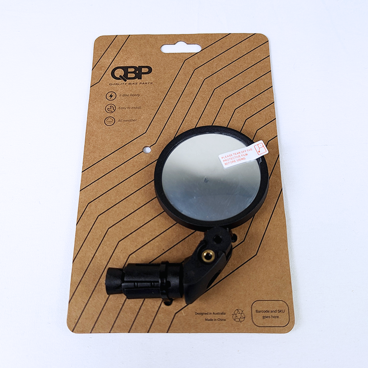 Bicycle mirror in packaging with QBP branding on a white background