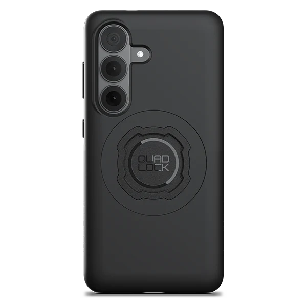 Black phone case with the QUAD LOCK brand logo on a white background