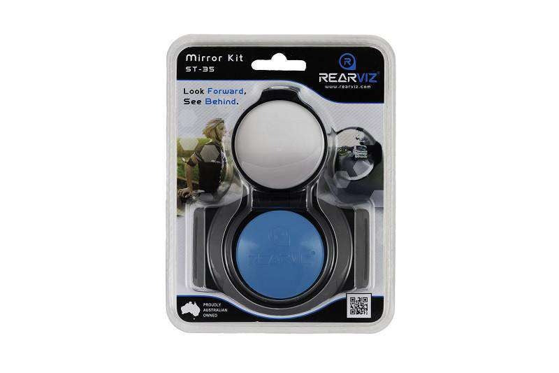 Packaged Rearview Mirror Kit with 'REARVIZ' branding on a white background