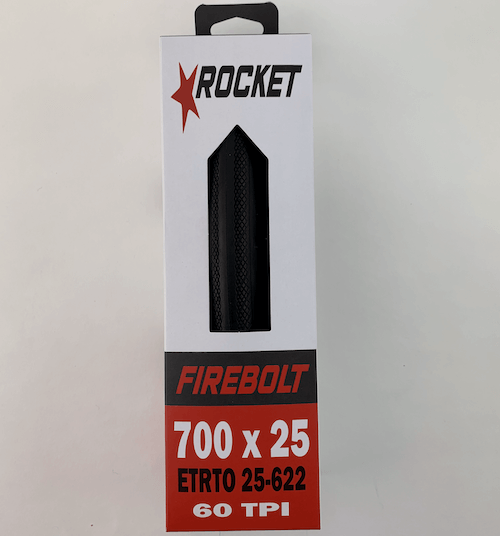 Rocket Firebolt bicycle road tyre in packaging on a white background
