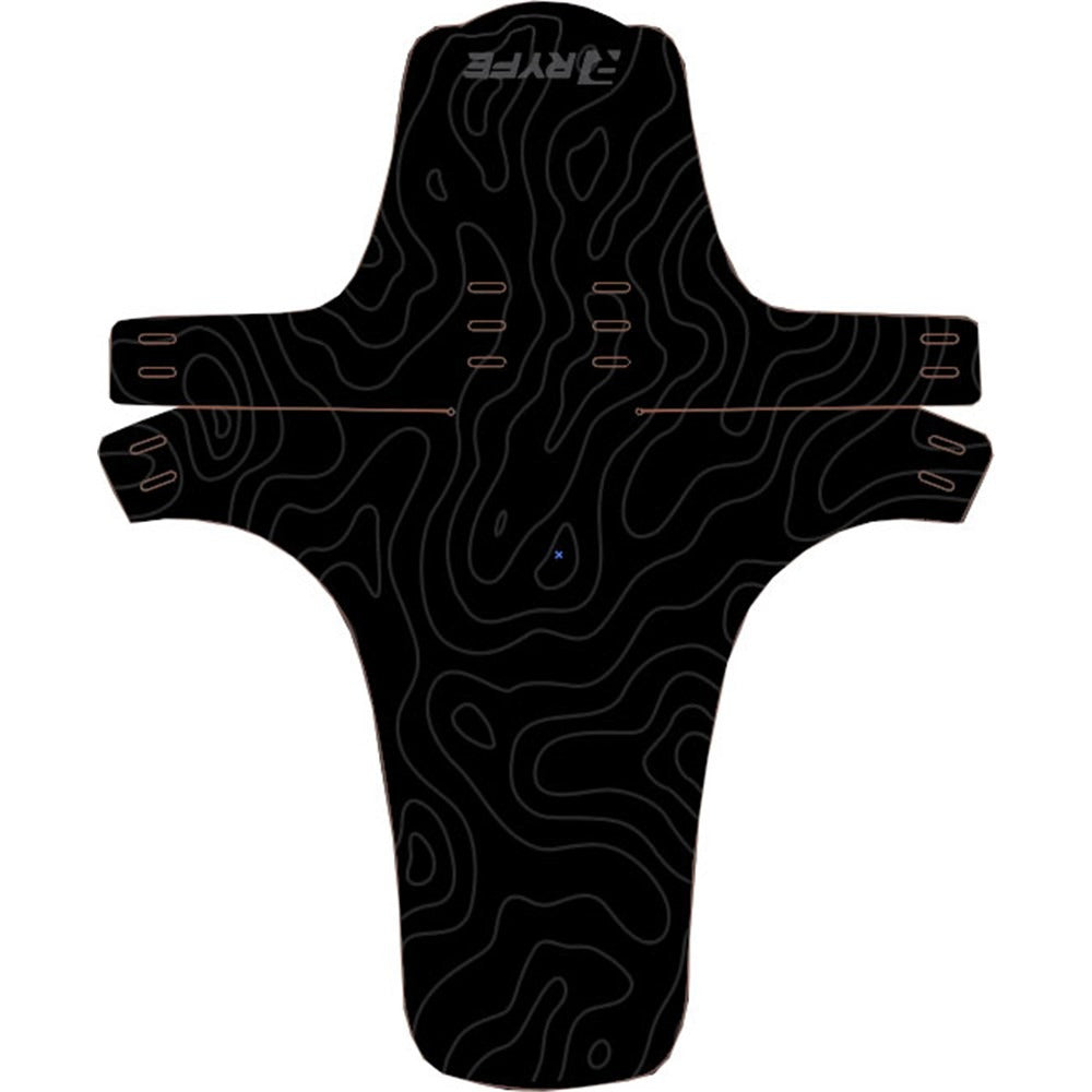 Black strap on front mountain bike mudguard on a white background