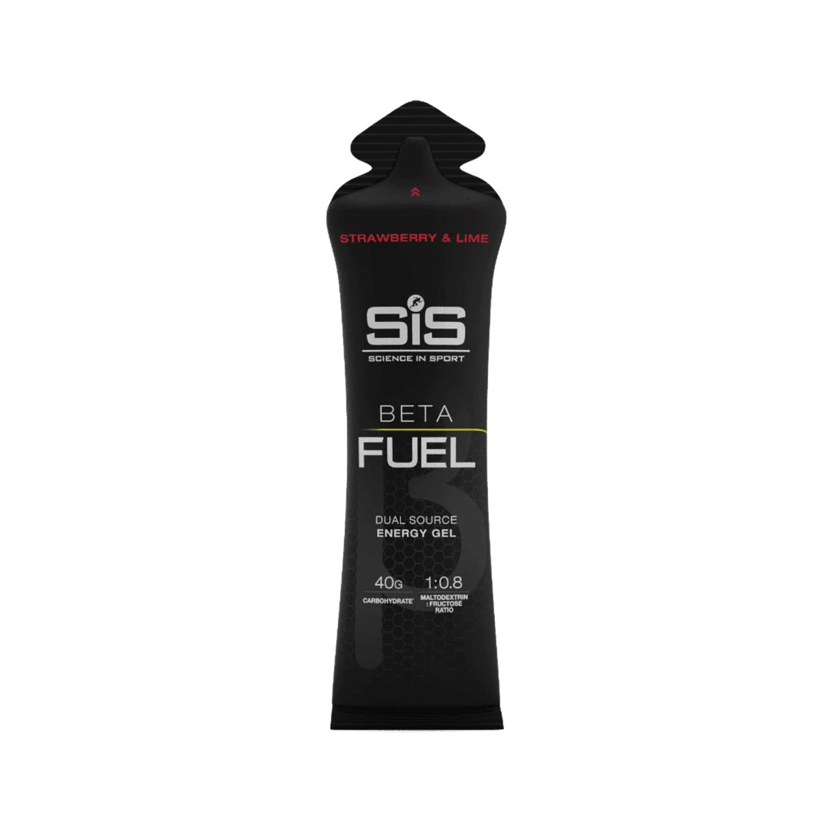 Black energy gel package with 'Science in Sport' branding on a white background
