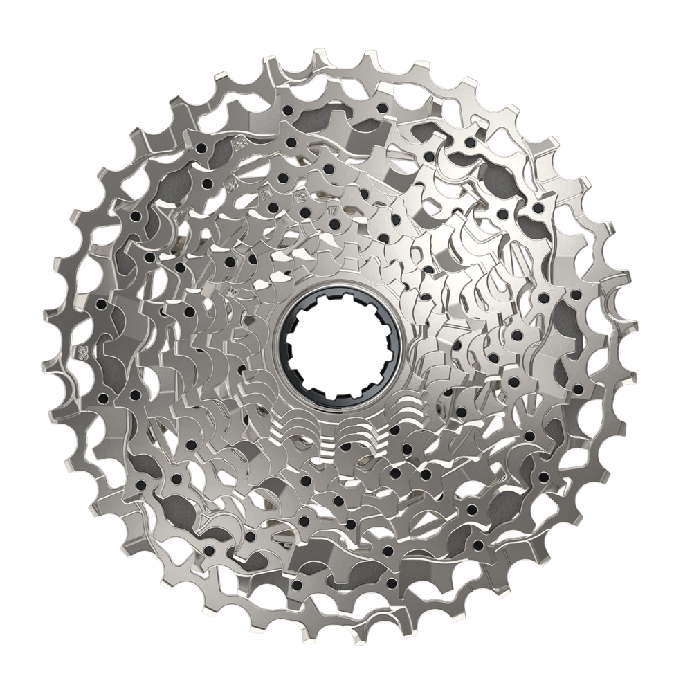 Bicycle gear cassette on a white background