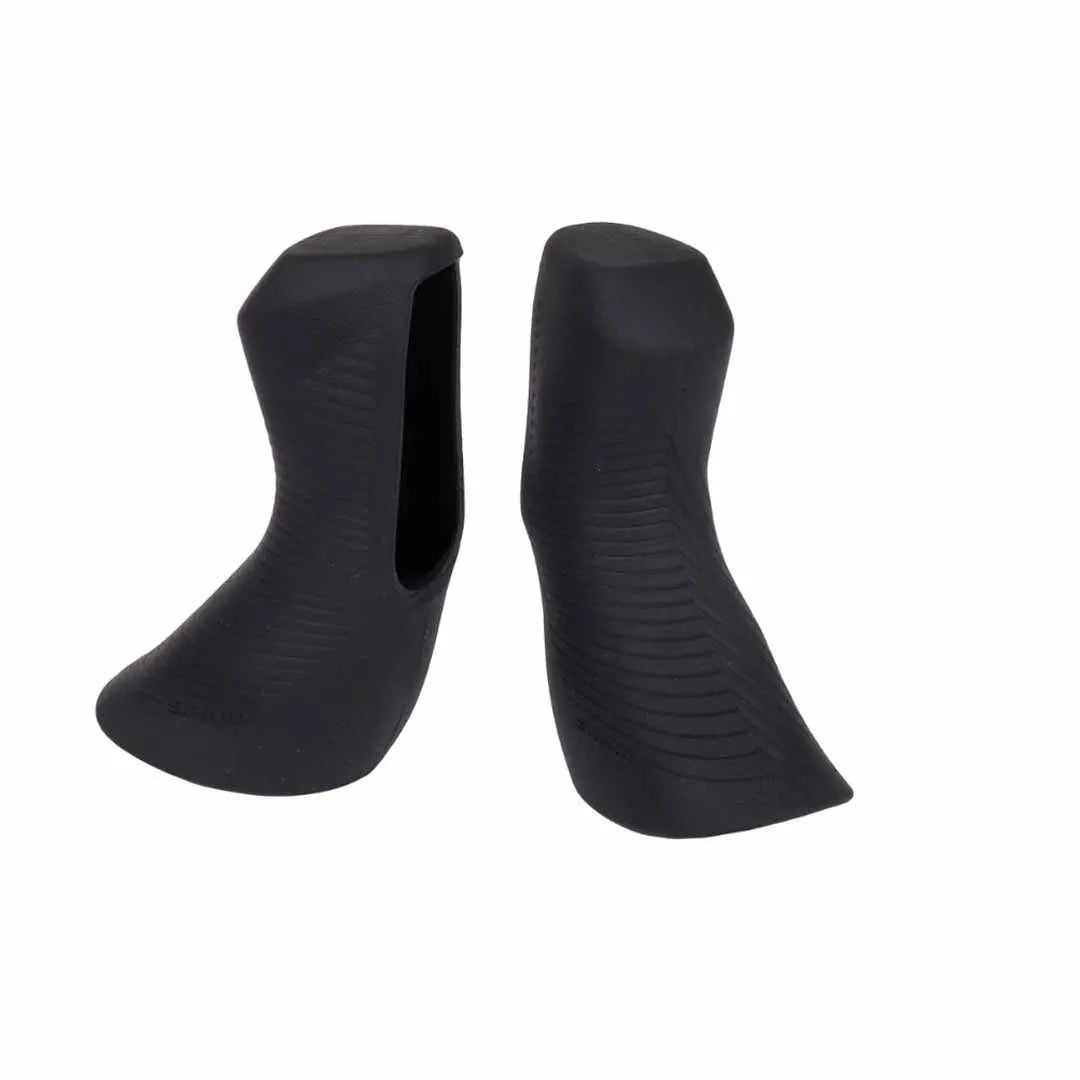 A pair of hood covers for road bike on a white background