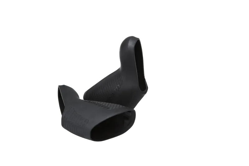 A pair of hood covers for road bike on a white background