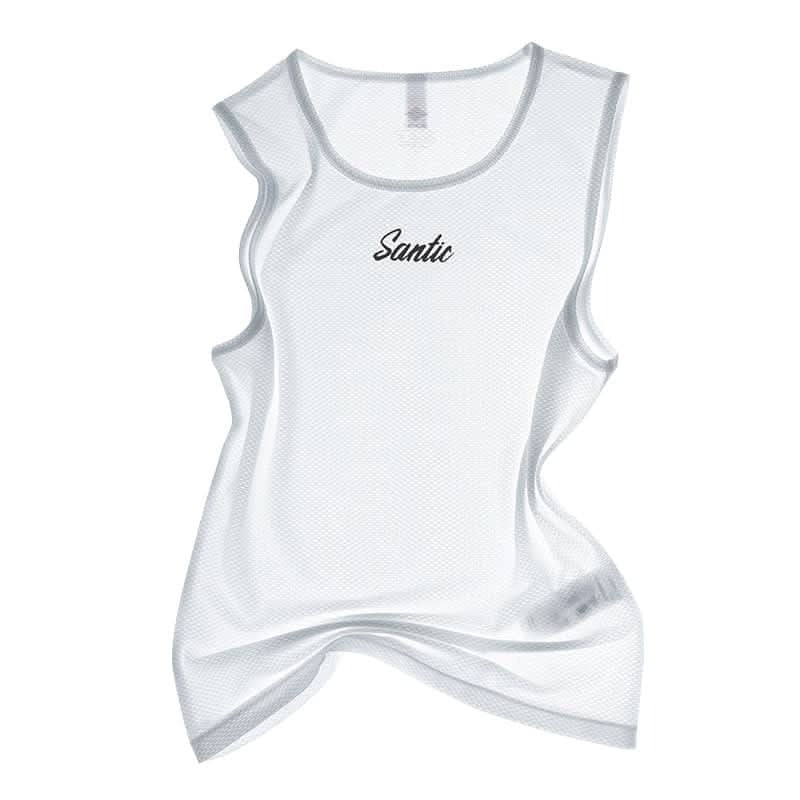 White vest with 'Santic' branding on a white background