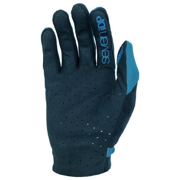 A picture of the Seven IDP Transition Bllue Mountain Bike Gloves showing palm side